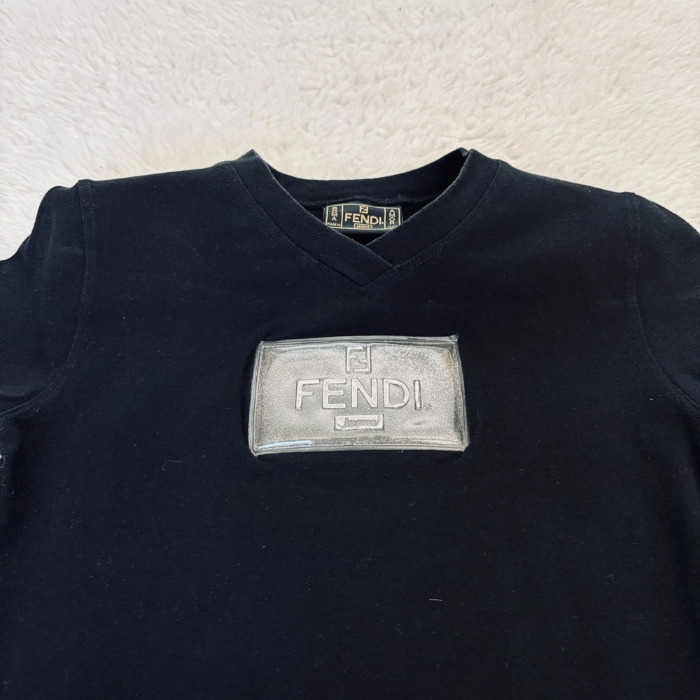 Fendi Black Vintage Tee with Shimmering Logo size 42 US Small - Picture 14 of 16